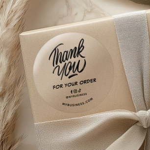 Order Thank You Web Address & Socials Business Classic Round Sticker