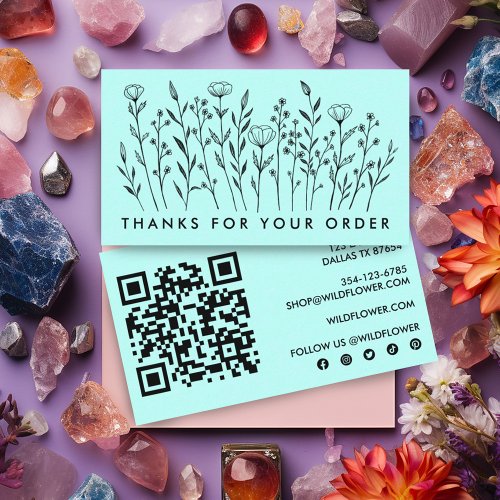 ORDER THANKS Wildflowers QR Code Social Icons  Business Card