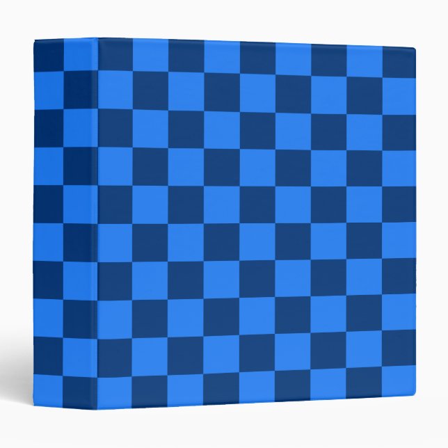 Orderly Blue Checkerboard Pattern 3 Ring Binder (Front/Spine)