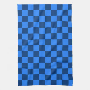 Orderly Blue Checkerboard Pattern Kitchen Towel