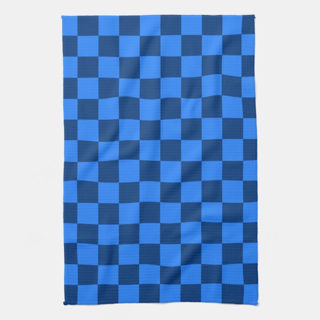 Orderly Blue Checkerboard Pattern Kitchen Towel (Vertical)