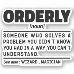 Orderly Noun Sarcastic Quote Healthcare Cool Sticker