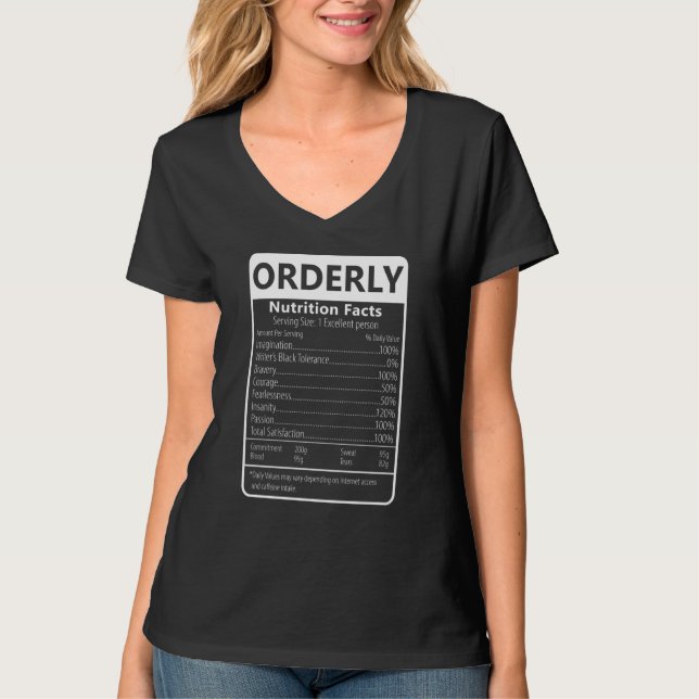 Orderly Nutrition Facts Sarcastic Graphic T-Shirt (Front)
