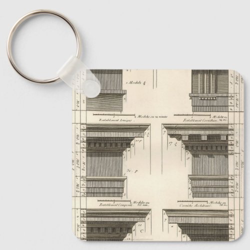 Orders of Architecture Vintage Entablatures Keychain