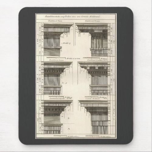 Orders of Architecture Vintage Entablatures Mouse Pad