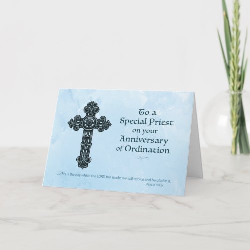 Ordination Anniversary of Priest Ornate Cross Card