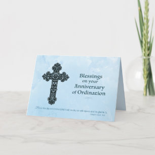 Ordination Anniversary Priest, Ornate Cross Card