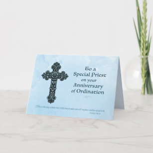 Ordination Anniversary Priest, Ornate Cross Card