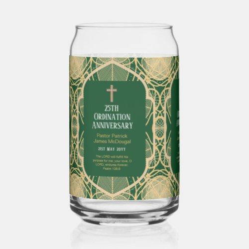 Ordination Anniversary Priest Pastor Deacon Clergy Can Glass