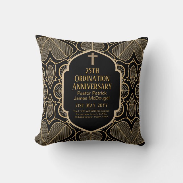 Ordination Anniversary Priest Pastor Deacon Clergy Throw Pillow (Front)