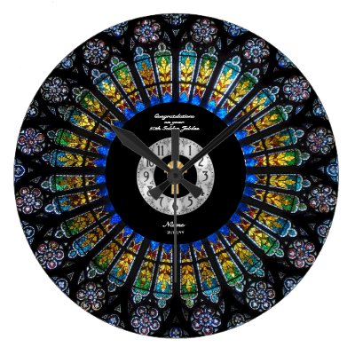 Ordination Anniversary Stained Glass - ANY CLERGY Large Clock