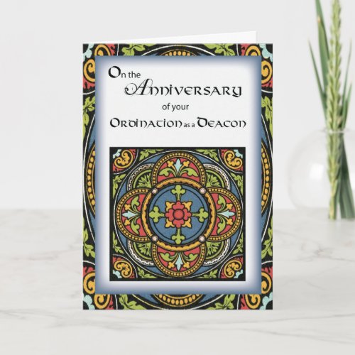 Ordination Anniversary to Deacon Cross in Colors Card