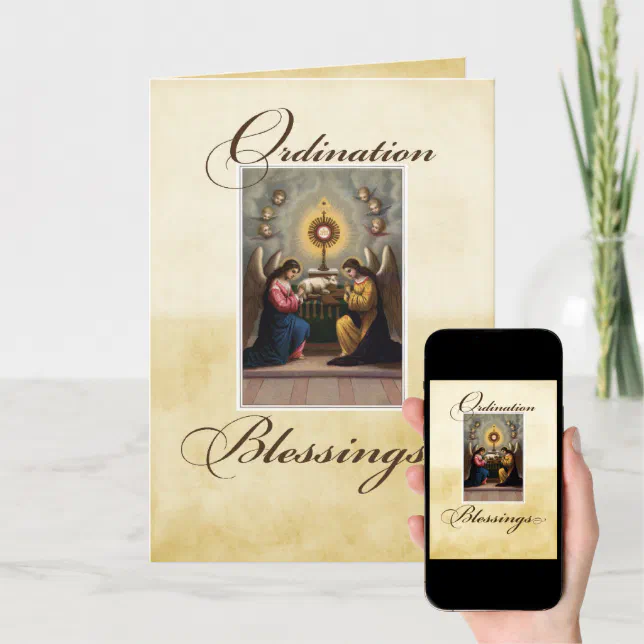 Ordination Congratulations Angels at Altar Card | Zazzle