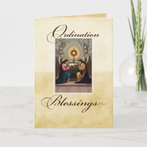Ordination Congratulations Angels at Altar Card