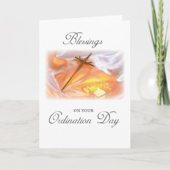 Ordination Day Blessings  Candle And Cross Card by Religious_SandraRose at Zazzle