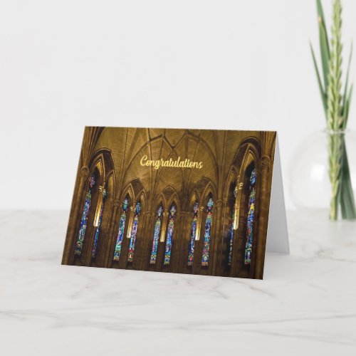 Ordination into Priesthood Church Windows Thank You Card