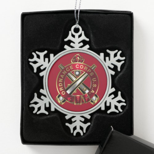 Ordnance Corps Regimental Crest Snowflake Pewter Christmas Ornament