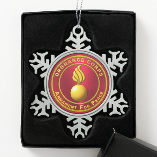 Ordnance Corps  Snowflake Snowflake Pewter Christmas Ornament