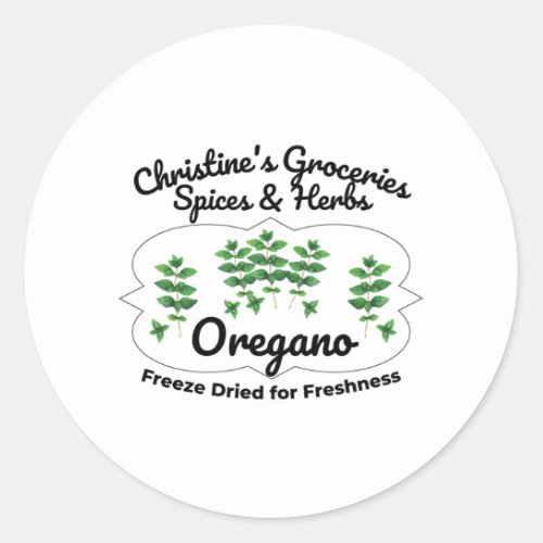 Oregano spice jar classic round sticker