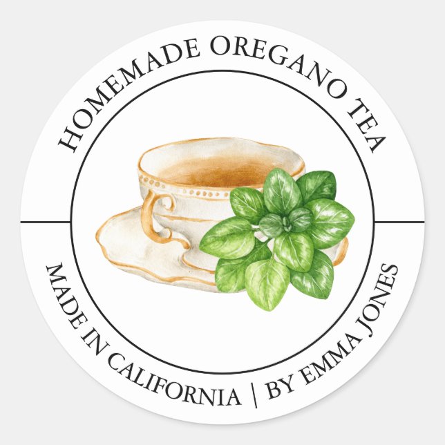 Oregano Tea Modern label (Front)