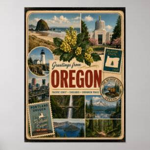 Oregon Authentic Vintage Style Poster