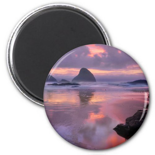 Oregon beach and sea stacks sunset magnet