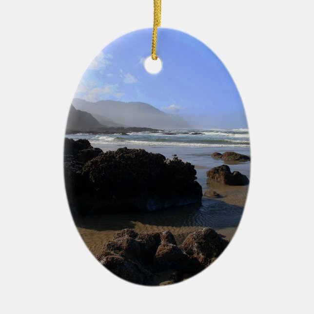 Oregon Beach Ceramic Ornament (Front)