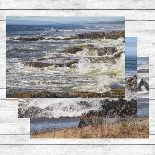 Oregon Beach Medley _ Seastacks Waves  Salt Spray Wrapping Paper Sheets