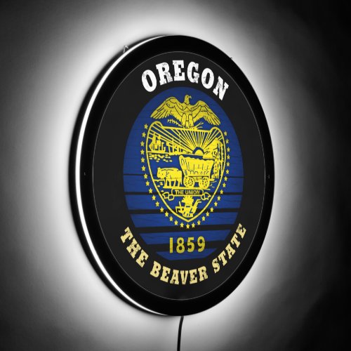 OREGON BEAVER STATE FLAG LED SIGN