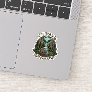 Oregon Beaver State Forest & Waterfall Emblem Sticker