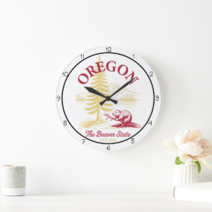 Oregon Beaver State Nature Large Clock