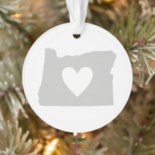 Oregon Beaver State Shaped Heart Oregonian Grey Ornament