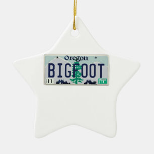Oregon Bigfoot License Plate Ceramic Ornament