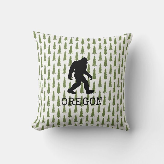 Oregon Bigfoot Throw Pillow (Front)