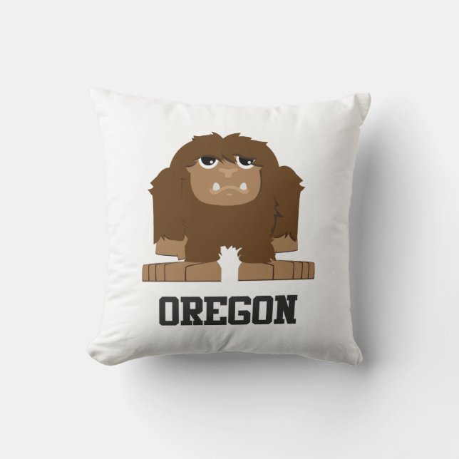 Oregon Bigfoot Throw Pillow (Front)