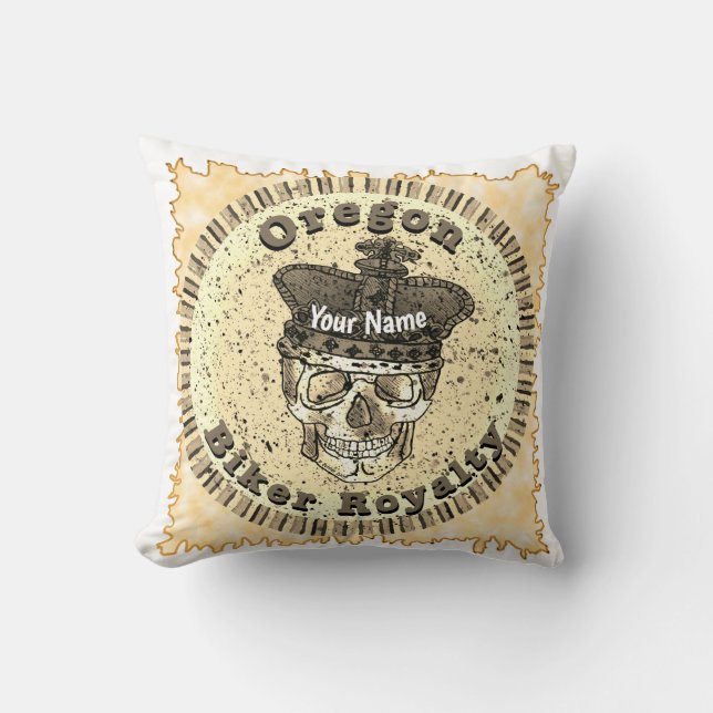 Oregon Biker  Throw Pillow (Front)