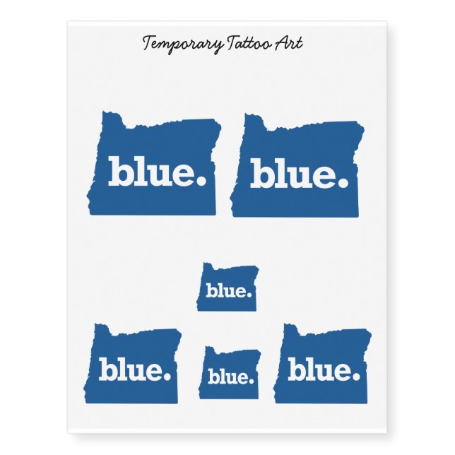 OREGON BLUE STATE TEMPORARY TATTOOS (Front)