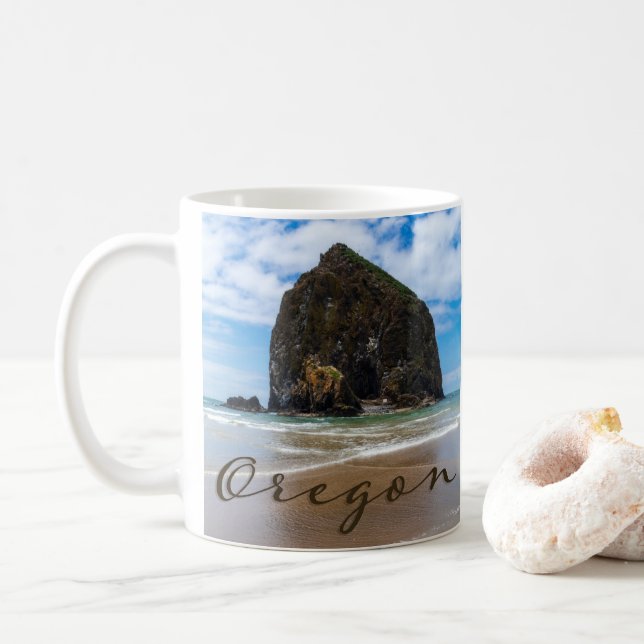 Oregon Cannon Beach Haystack Rock Souvenir Mug (With Donut)
