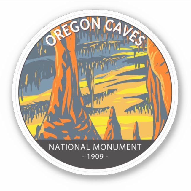 Oregon Caves National Monument Oregon Circle Sticker (Front)