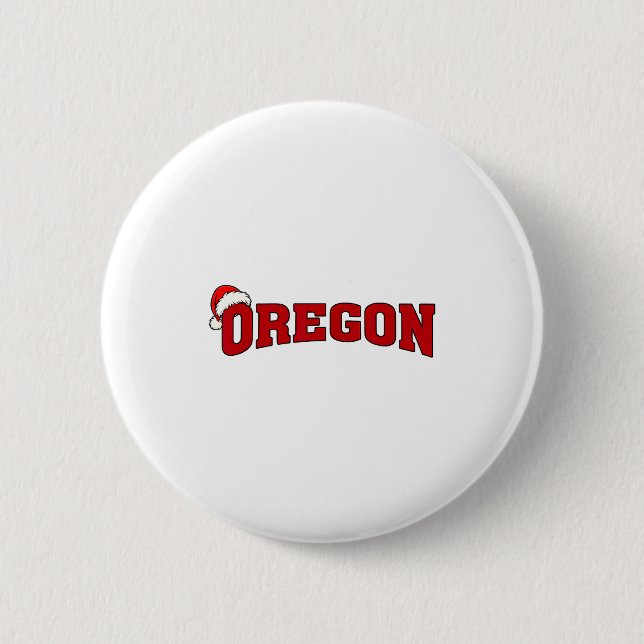 Oregon Christmas Santa Hat Retro Throwback Souveni Button (Front)