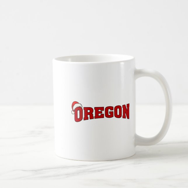 Oregon Christmas Santa Hat Retro Throwback Souveni Coffee Mug (Right)