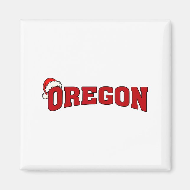 Oregon Christmas Santa Hat Retro Throwback Souveni Magnet (Front)