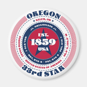 Oregon Circle Typography Souvenir Magnet
