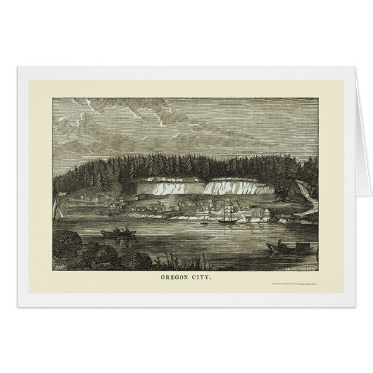 Oregon City, OR Panoramic Map - 1850 Cards (Front Horizontal)
