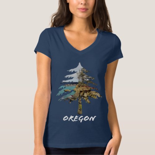 Oregon Coast BellaCanvas Dark V_Neck T_Shirt