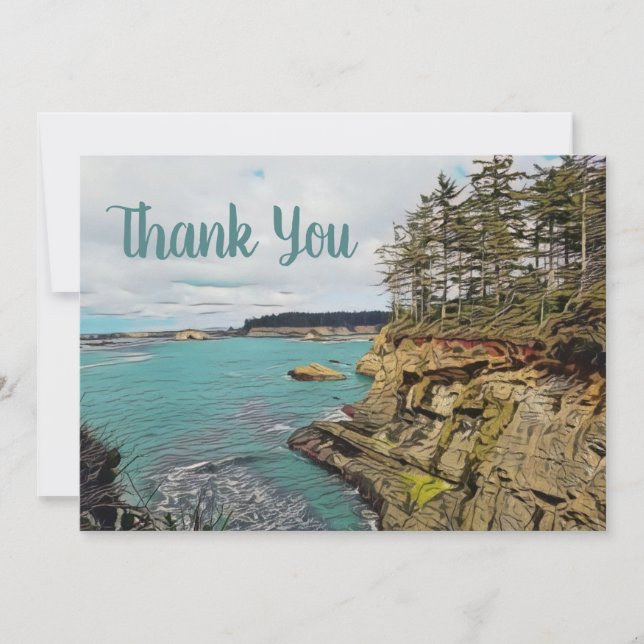 Oregon Coast Blank Flat Thank You Card (Front)