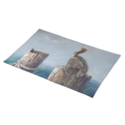 Oregon Coast Brown Pelican Acrylic Ocean Art Cloth Placemat