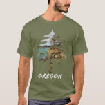 Oregon Coast Dark T-Shirt<br><div class="desc">Please note the text is white and won't show on white/light colors. We've added some cool text to our tree cutout Oregon Coast design,  created from an original photograph of the rocky coastline in Oregon,  USA.</div>