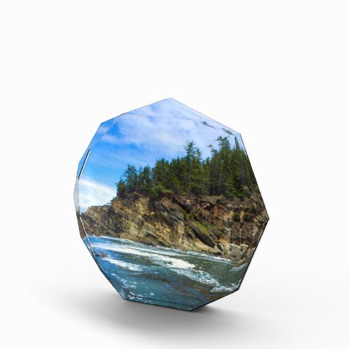 Oregon Coast Glass Desk Art Photo Block