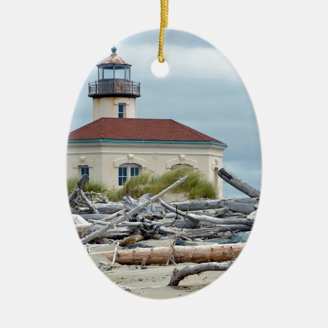 Oregon coast lighthouse ceramic ornament (Front)